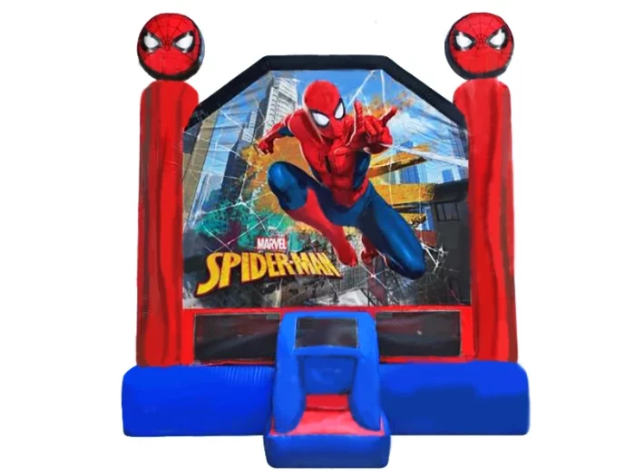 Spider-Man-themed jumping castle for sale, vibrant red and blue design, ideal for kids' parties. Affordable, high-quality, buy online in South Africa.