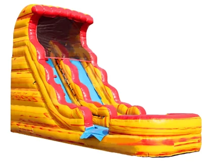 Bright yellow and red inflatable water slide with a pool, perfect for kids' parties. Affordable and durable, buy online in South Africa today.