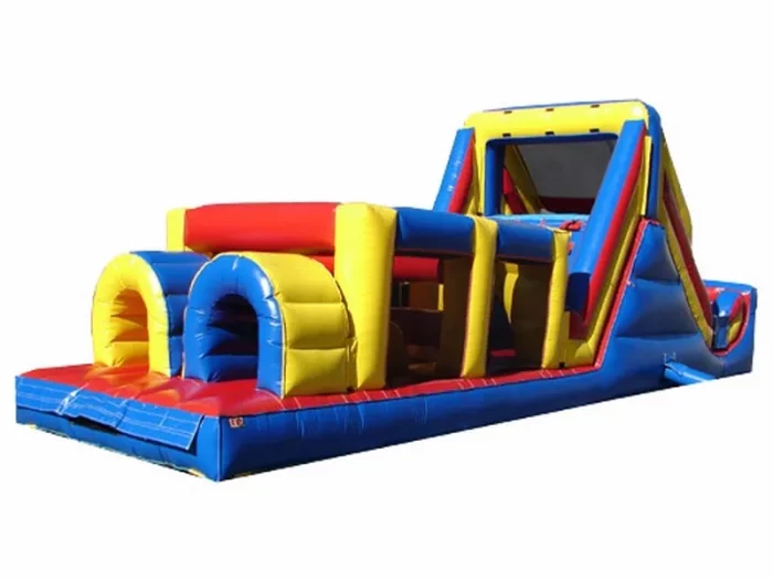 Large inflatable obstacle course jumping castle with tunnels and climbing slide, perfect for events. Buy affordable, high-quality online in South Africa.