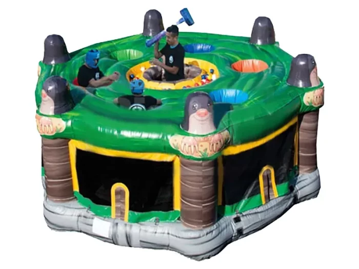 Whack-a-mole inflatable jumping castle with vibrant design, perfect for interactive games at events. Buy high-quality, affordable online in South Africa.