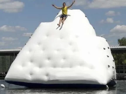 Inflatable water iceberg climbing wall with slide, perfect for lakes and outdoor adventure. Buy durable, high-quality options online in South Africa.